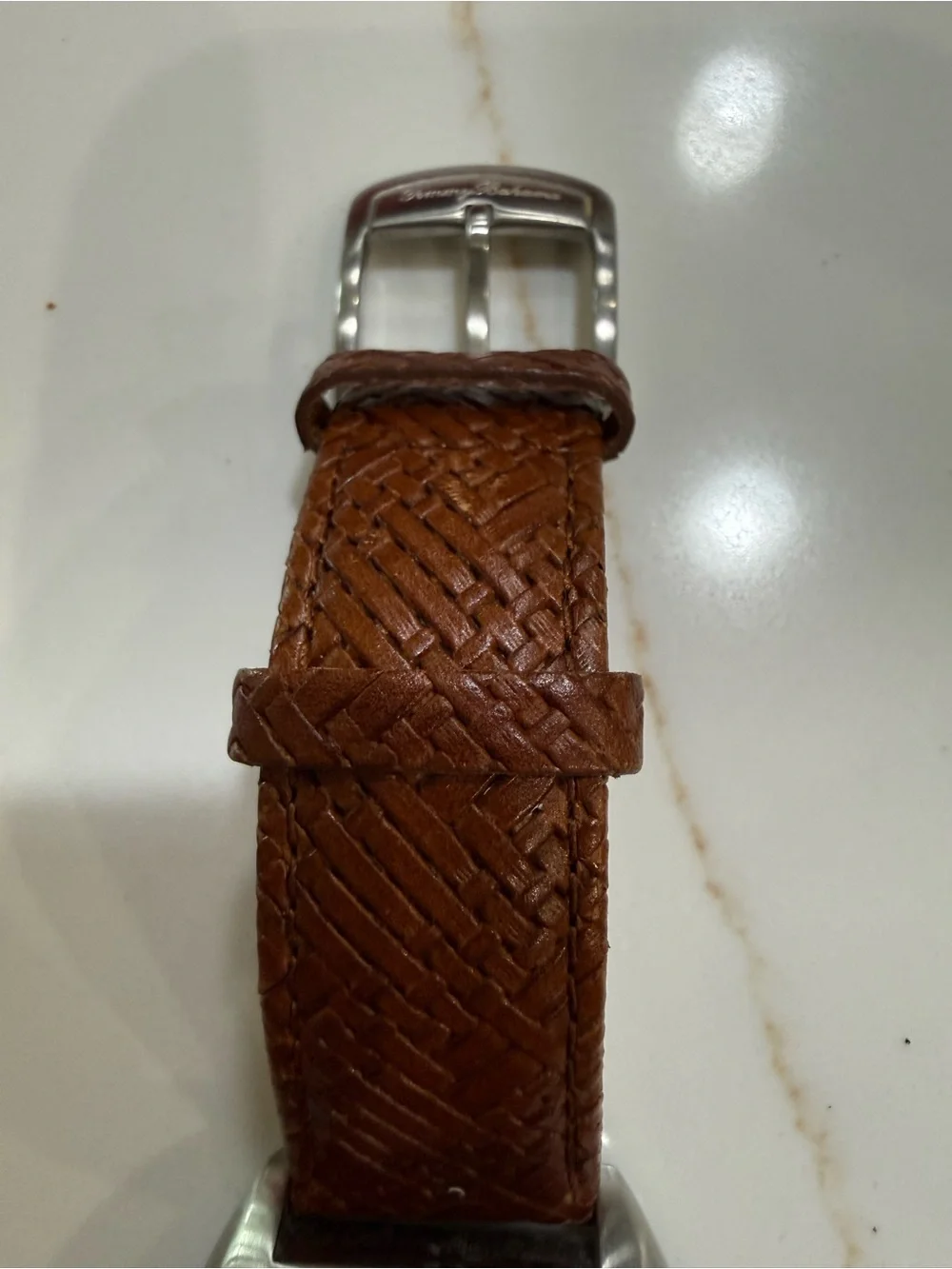 Tommy Bahama Men's Tonneau Gold Dial Quartz Brown Leather Strap Watch